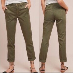 Anthropologie Chino Moss Green Relaxed Pants Size 27